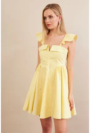 Kadın Sarı Midi Dokuma Elbise PSG1010