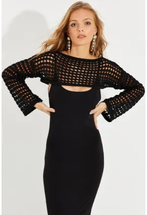 Kadın Siyah Ajurlu Bolero YV115