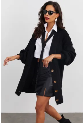 Kadın Siyah Ajurlu Hırka YV108