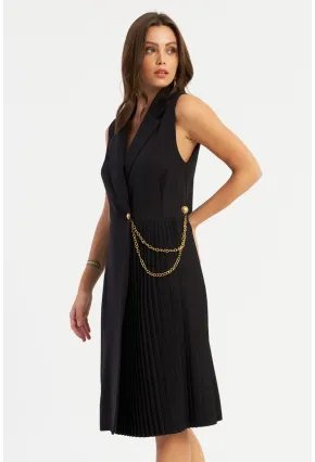 Kadın Siyah Aksesuarlı Ceket Elbise ERA102