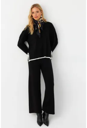 Kadın Siyah Alt Üst Triko Takım  MYİL12