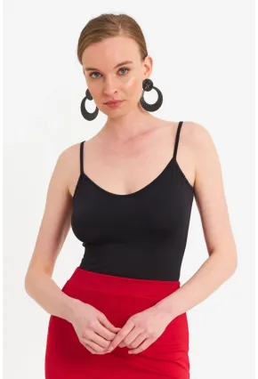 Kadın Siyah Askılı Basic Atlet FLS06