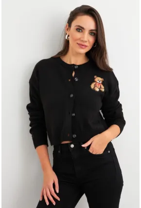 Kadın Siyah Ayıcıklı Hırka TEM99