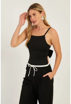 Kadın Siyah Bağlamalı Bluz EY2766