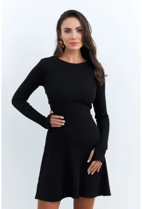 Kadın Siyah Bağlamalı Kaşkorse Mini Elbise FRY2175