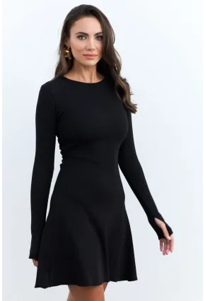 Kadın Siyah Bağlamalı Kaşkorse Mini Elbise FRY2175