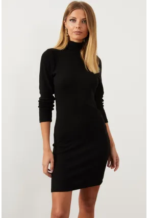 Kadın Siyah Balıkçı Yaka Kaşkorse Elbise Yİ1968
