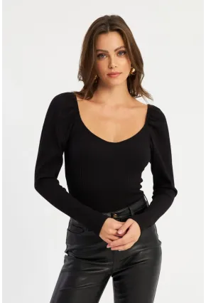 Kadın Siyah Balon Kol Bluz RK42