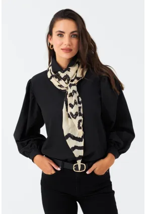 Kadın Siyah Balon Kol Gömlek MZER416