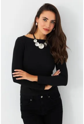 Kadın Siyah Basic Bluz RX449