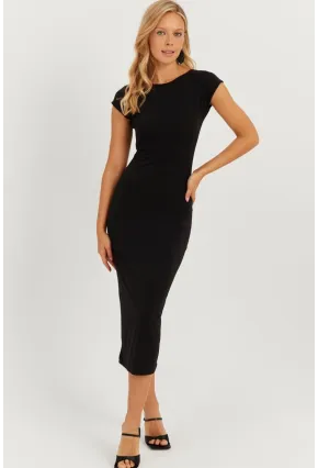 Kadın Siyah Basic Midi Elbise MEN2040