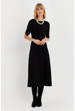 Kadın Siyah Basic Midi Sweat Elbise MHOL102