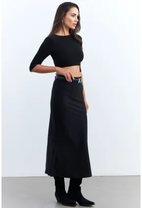 Kadın Siyah Beli Lastikli Etek FRY2235