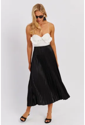Kadın Siyah Beli Lastikli Pilise Etek OW145
