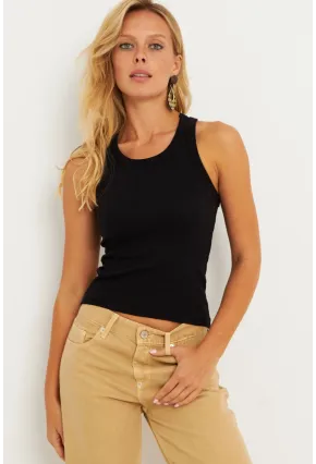 Kadın Siyah-Beyaz İkili Halter Yaka Fitilli Bluz MK12