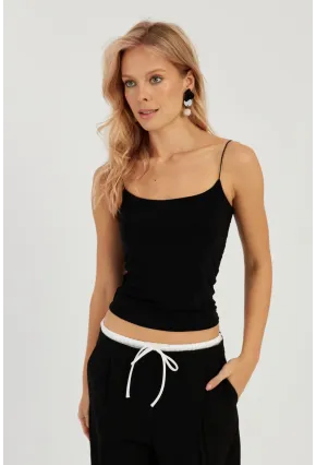 Kadın Siyah-Beyaz İkili İp Askılı Bluz GÇ158