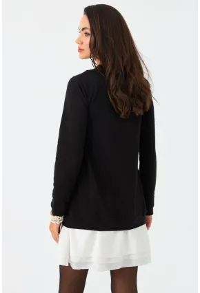 Kadın Siyah-Beyaz Leopar  Desenli Sweat Elbise B16