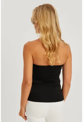 Kadın Siyah-Beyaz Straplez Bluz EY2793