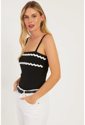 Kadın Siyah Biyeli Bluz EY2772