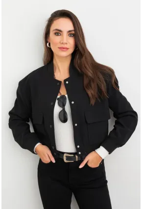 Kadın Siyah Bomber Ceket QRS8375