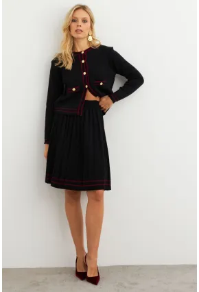 Kadın Siyah-Bordo Triko Ceket Takım SF2557