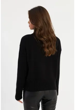 Kadın Siyah Çapraz Yaka Kazak AYD384