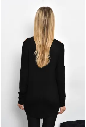 Kadın Siyah Çapraz Yaka Tunik B53