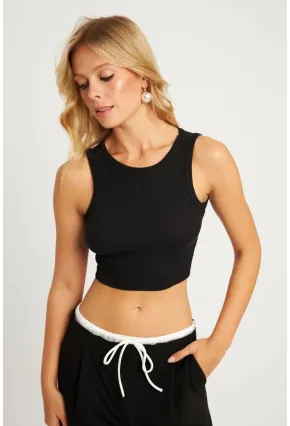 Kadın Siyah Crop Bluz XL2004