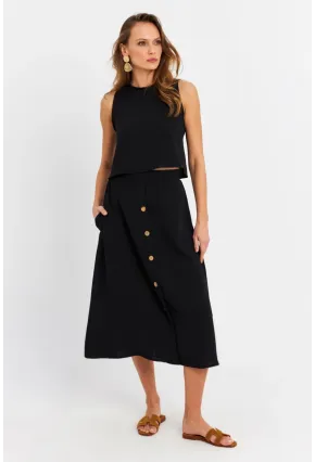 Kadın Siyah Crop Etek Takım MQ0030