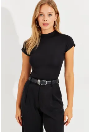 Kadın Siyah Dalgıç Bluz EY2564