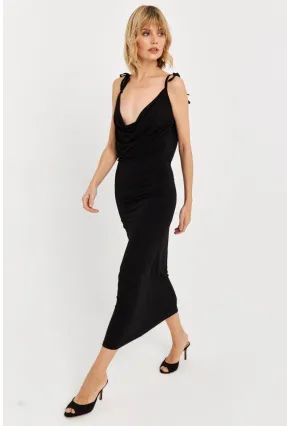 Kadın Siyah Degaje Maxi Elbise HOR0071