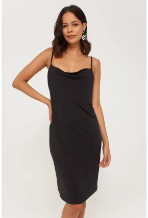 Kadın Siyah Degaje Yaka Elbise LPP1130