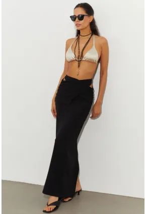 Kadın Siyah Drapeli Etek B224