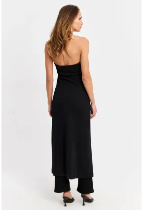 Kadın Siyah Düğme Detaylı Uzun Yelek EY3048