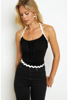 Kadın Siyah Düğümlü Bluz EY2823