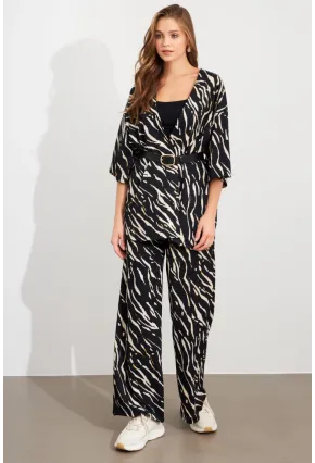 Kadın Siyah-Ekru Alt Üst Bürümcük Takım MLON500