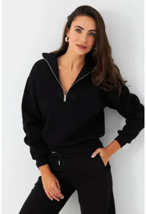 Kadın Siyah Fermuarlı Sweatshirt DY1463