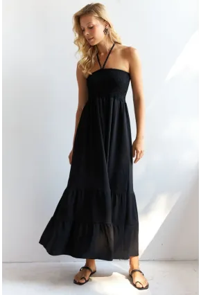 Kadın Siyah Gipeli Midi Elbise SF12813