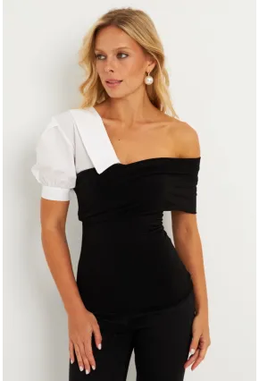Kadın Siyah Gömlek Detaylı Bluz MEN2055