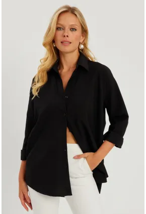 Kadın Siyah Gömlek Q987