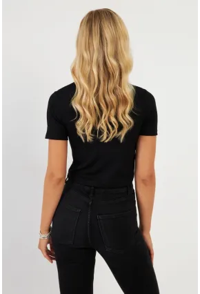 Kadın Siyah Gömlek Yaka Bluz MK19