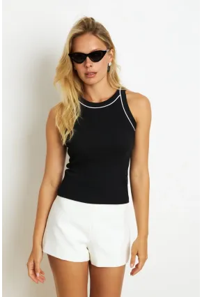 Kadın Siyah Halter Yaka Kaşkorse Bluz AYD326