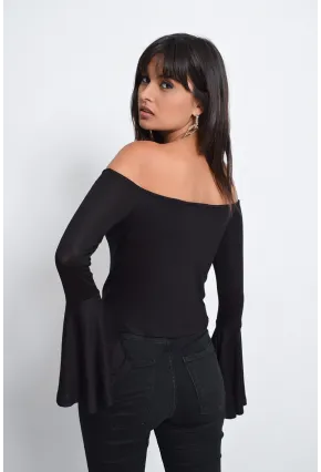 Kadın Siyah İspanyol Kol Bluz B07