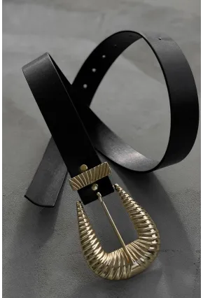 Kadın Siyah İstiridye Tokalı Kemer BE613