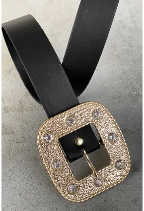 Kadın Siyah Kare Toka Taşlı Kemer BE614