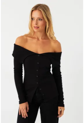 Kadın Siyah Kaşkorse Bluz RLO3032-9