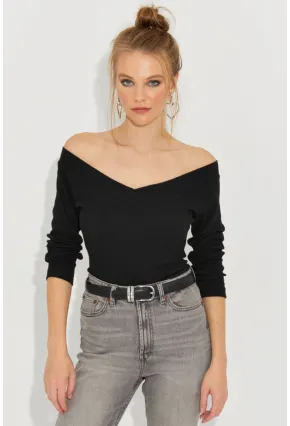 Kadın Siyah Kaşkorse Bluz Yİ2495