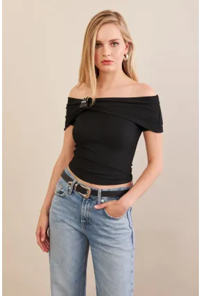Kadın Siyah Kemer Detaylı Bluz FRY2316