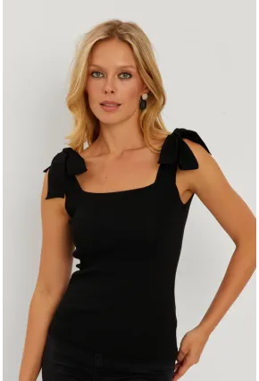 Kadın Siyah-Kırmızı İkili Triko Bluz YV271