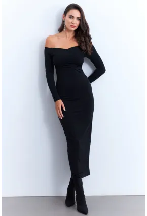 Kadın Siyah Kruvaze Maxi Elbise LİK11